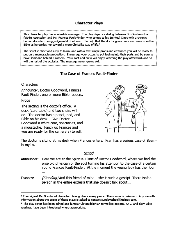 The Case of Frances Fault Finder Tidings