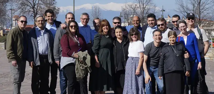 Members of the Greek Ecclesia with international visitors at the 2025 Bible Weekend